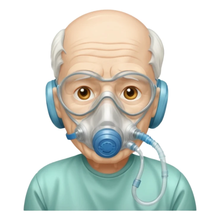 simple emergency oxygen mask for old man sticker