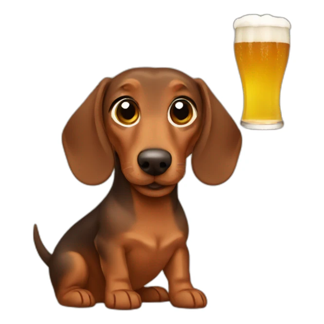 Brown dachshund drinking beer sticker