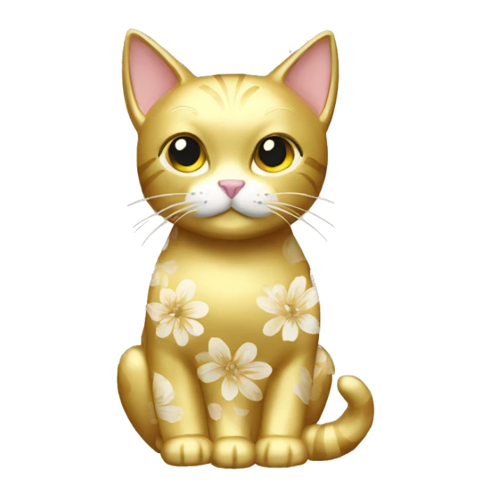 Gold floral cat sticker