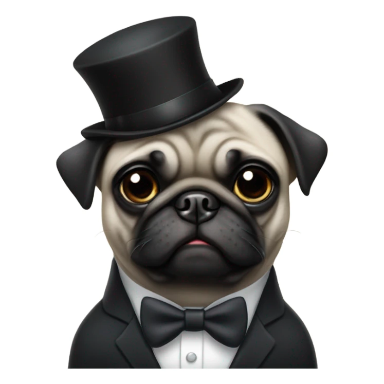 Black pug wearing a suit  sticker