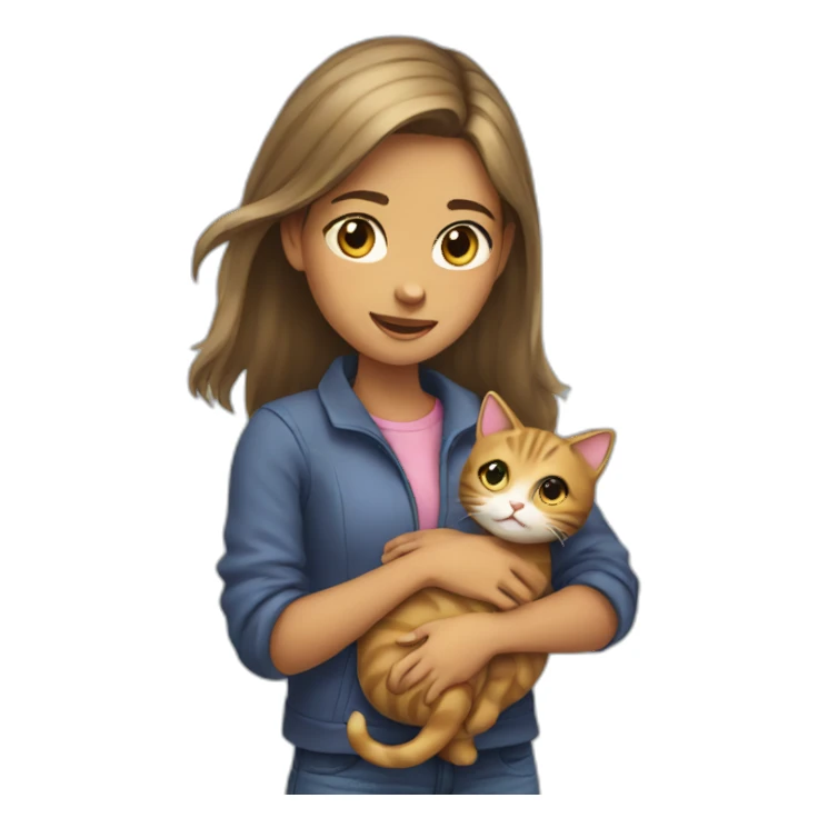 Girl carry a cat sticker