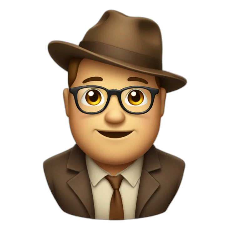 fat smug face with glasses and a brown fedora sticker
