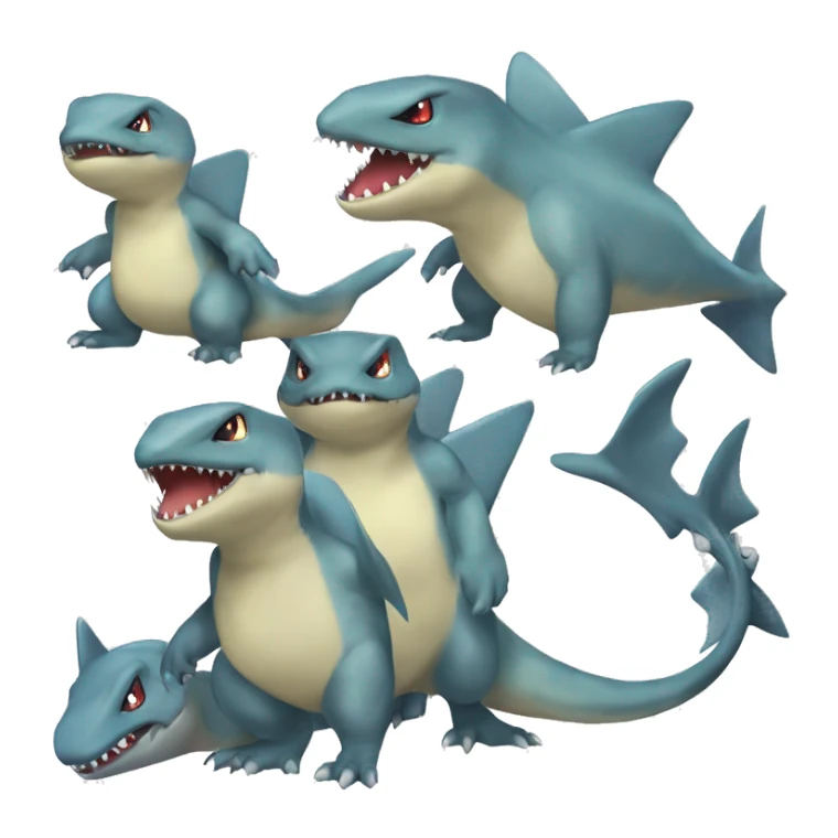Sharpedo-Charmeleon-Gible-Larvitar-Fakémon Full Body sticker