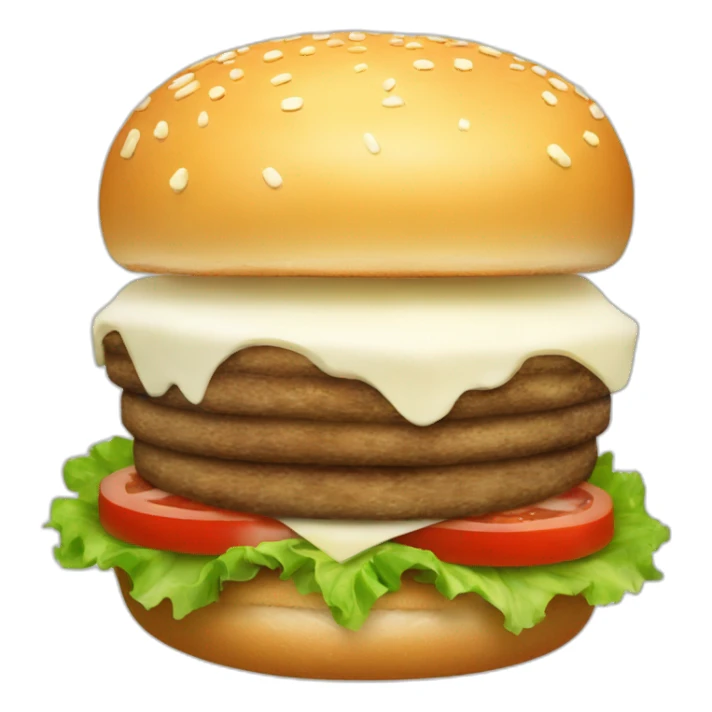 A burger with Camembert cheese sticker