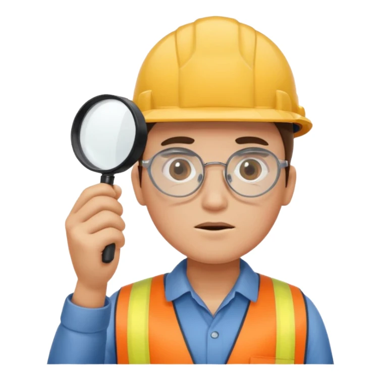 worker with magnifying glasses sticker