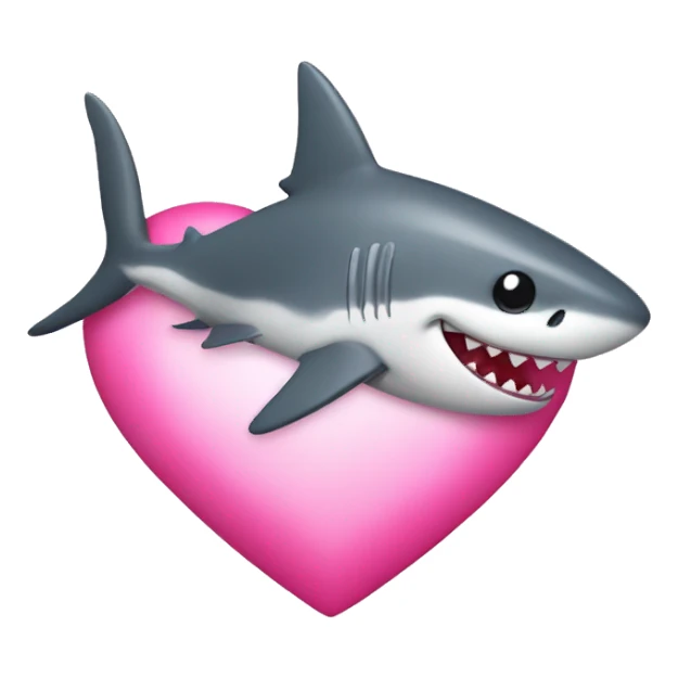 pink love heart with sharks sticker