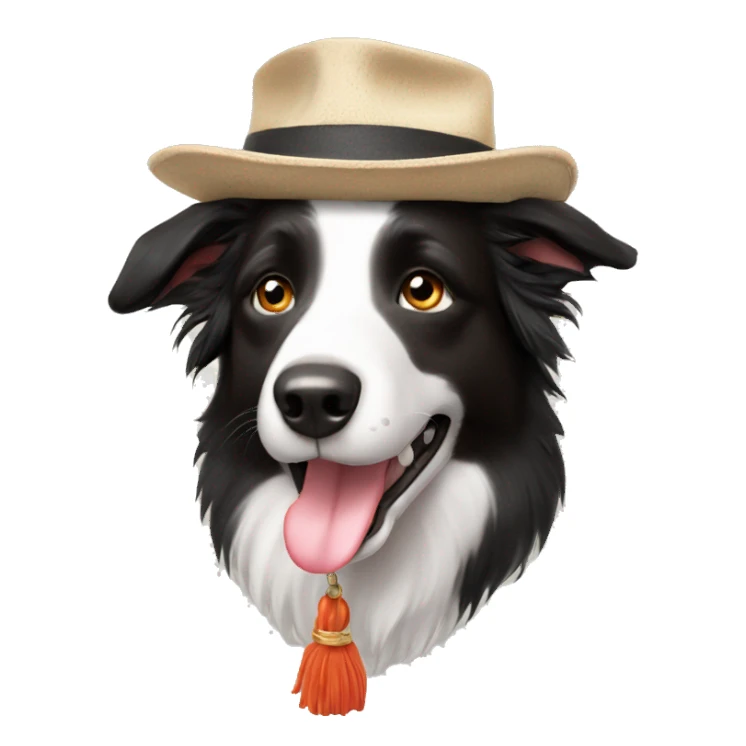 Border collie with hat ￼ sticker