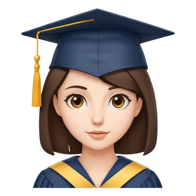 Brunette with graduation cap sticker