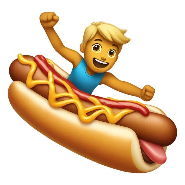 Boy riding a hotdog sticker