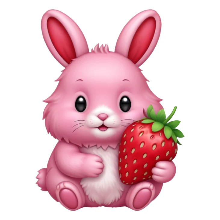 pink bunny holding strawberry sticker