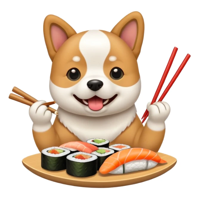 Dog eating sushi sticker
