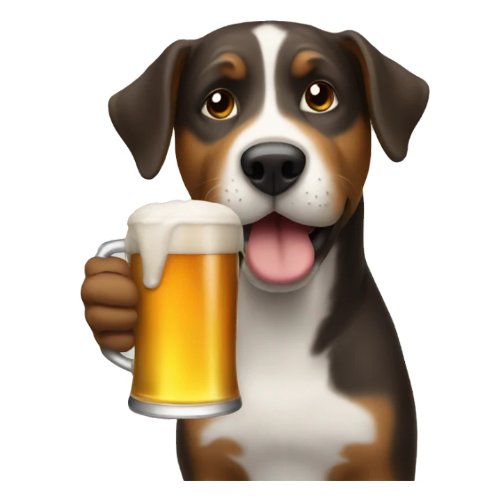 A dog drinking a beer sticker