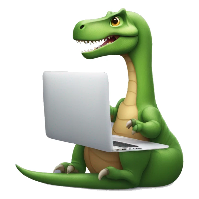 dinosaur working on macbook sticker