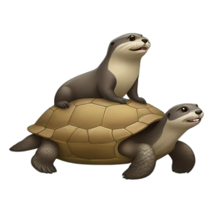 Une loutre sur une tortue sticker