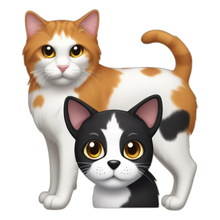 calico cat next to black dog sticker