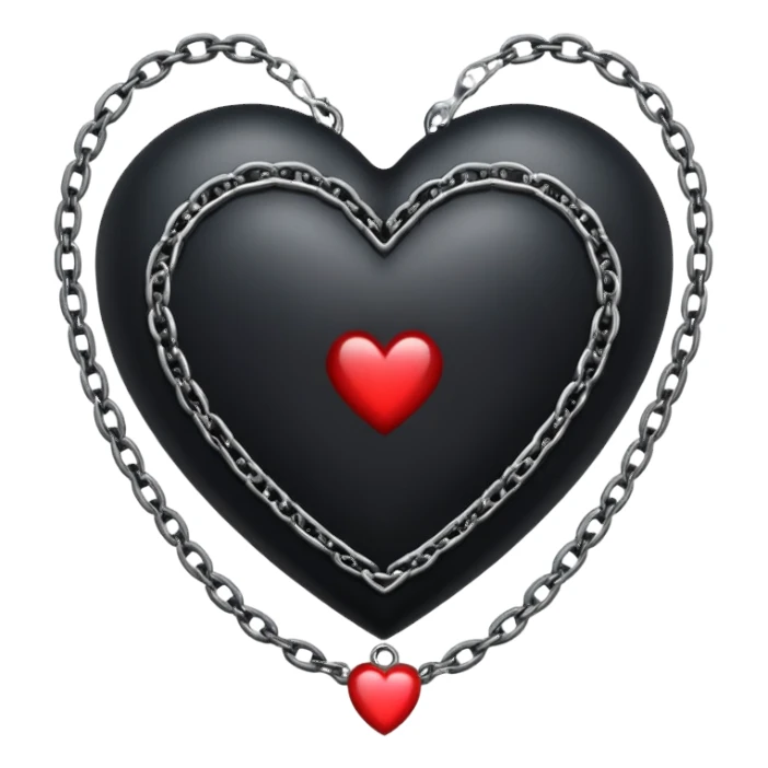 gothic style heart, black with silver chains sticker