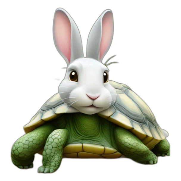 Un lapin sur une tortue sticker