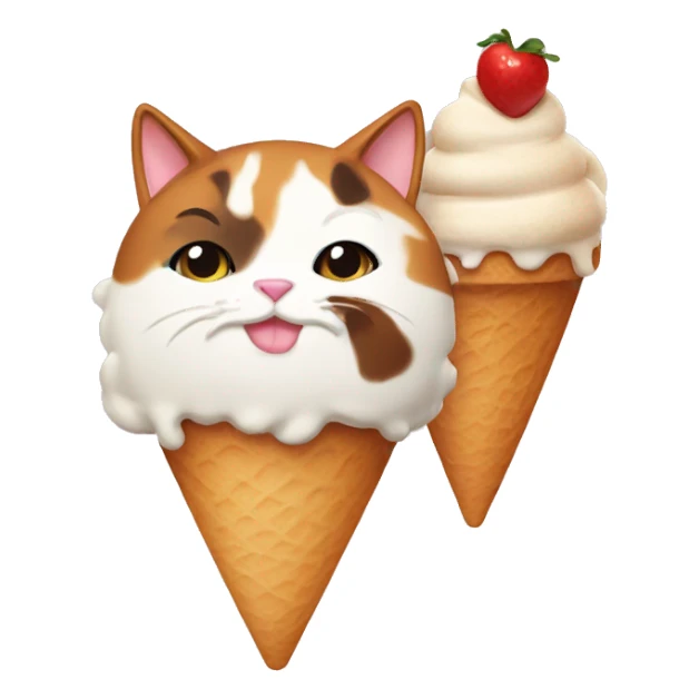 Icecream with fat calico cat sticker