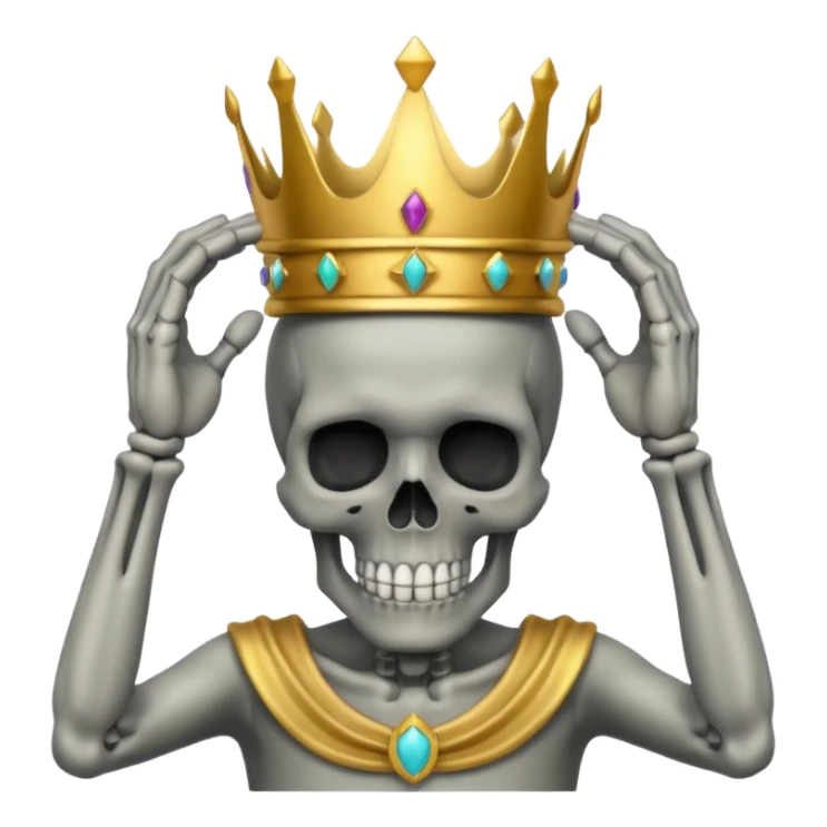 Skull with hands on head and a crown sticker