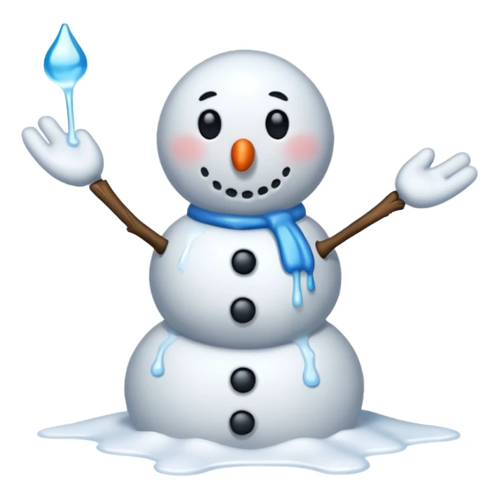 melting snowman with only one arm sticker