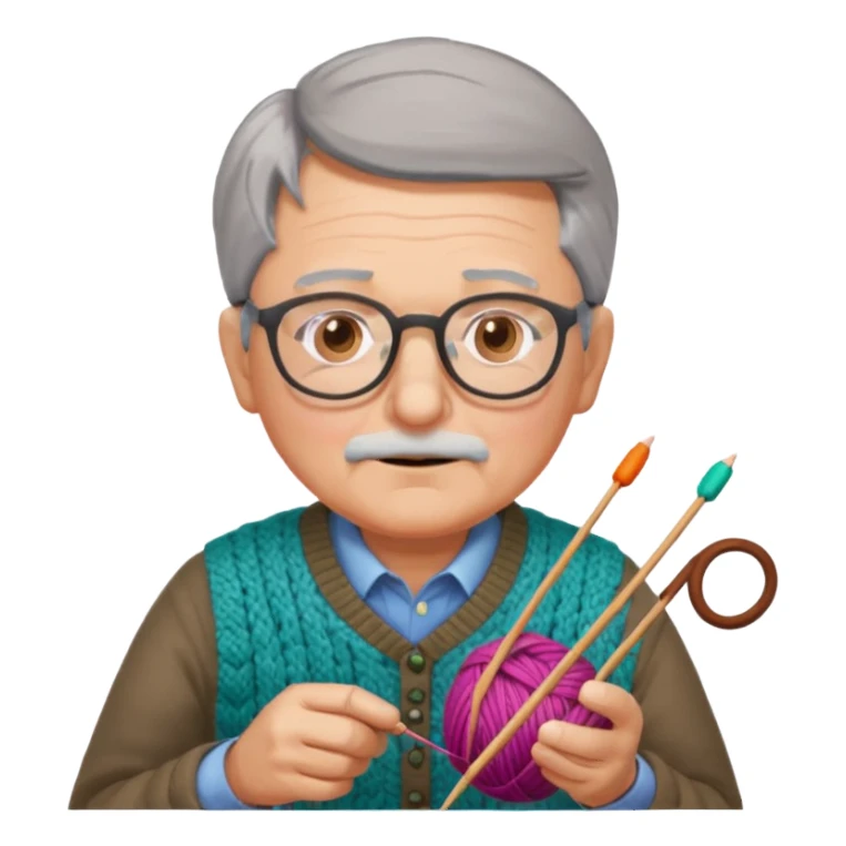 grandfa knitting sticker