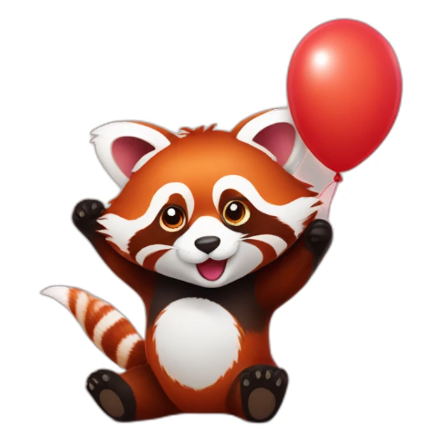 red panda with a balloon sticker