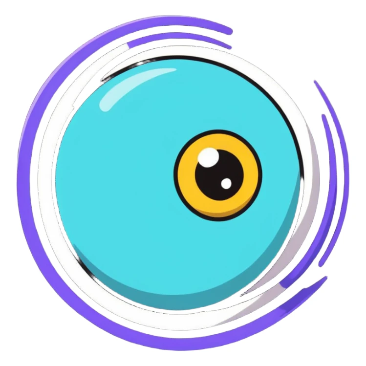 Cartoon eyeball with spiral dizzy effect and stars sticker