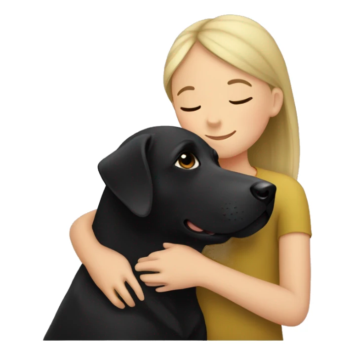 Black Labrador with girl cuddling sticker