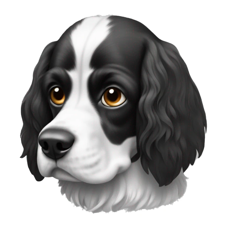 Russian spaniel in black and white sticker
