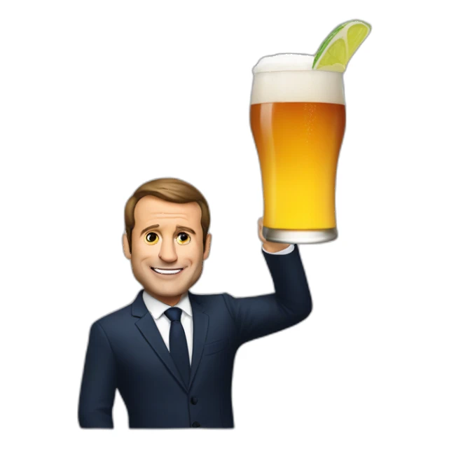 macron drink beer sticker