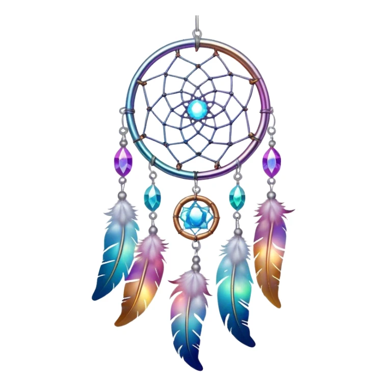 Iridescent nebula Dreamcatcher-suncatcher hanging from a thin thread sticker