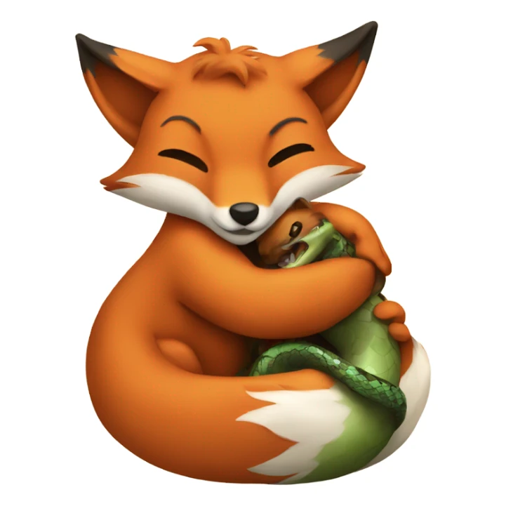 fox hugs snake sticker