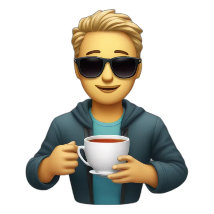 face in sunglasses drinks tea sticker