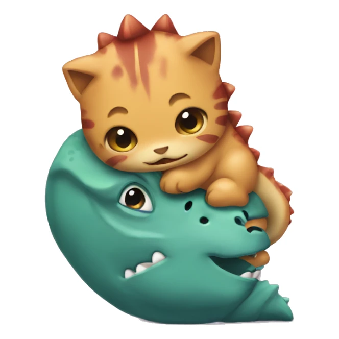 Dinosaur hugging a kitten sticker