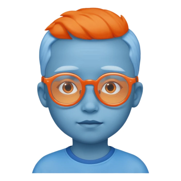 blue skinned orange glassed child sticker