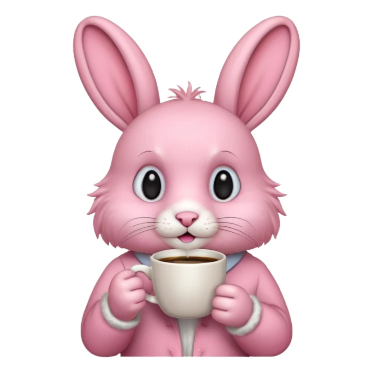 pink rabbit with coffee sticker