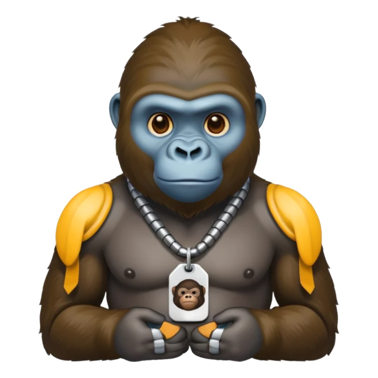 gorilla wearing a tag around its neck sticker