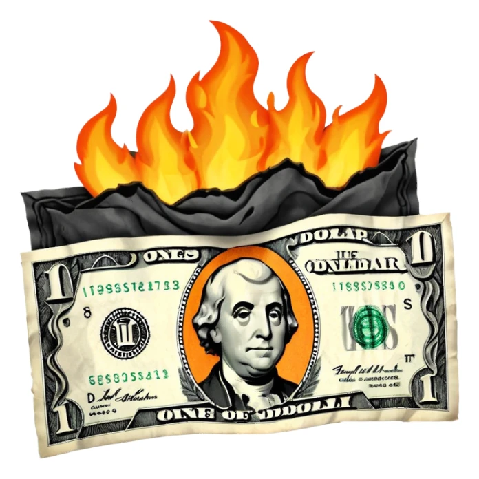 burning one money sticker