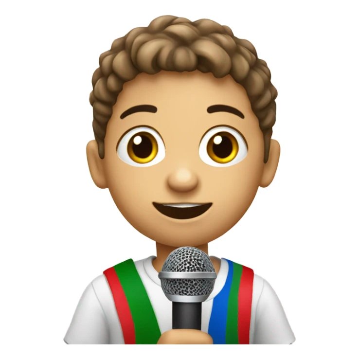 Italian Special education kid with a microphone sticker