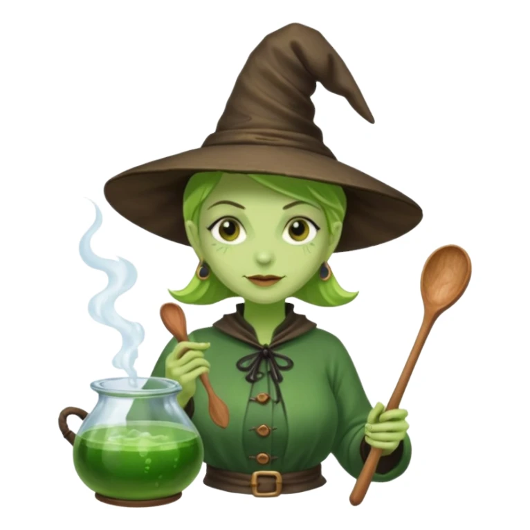 green witch cooking potion sticker