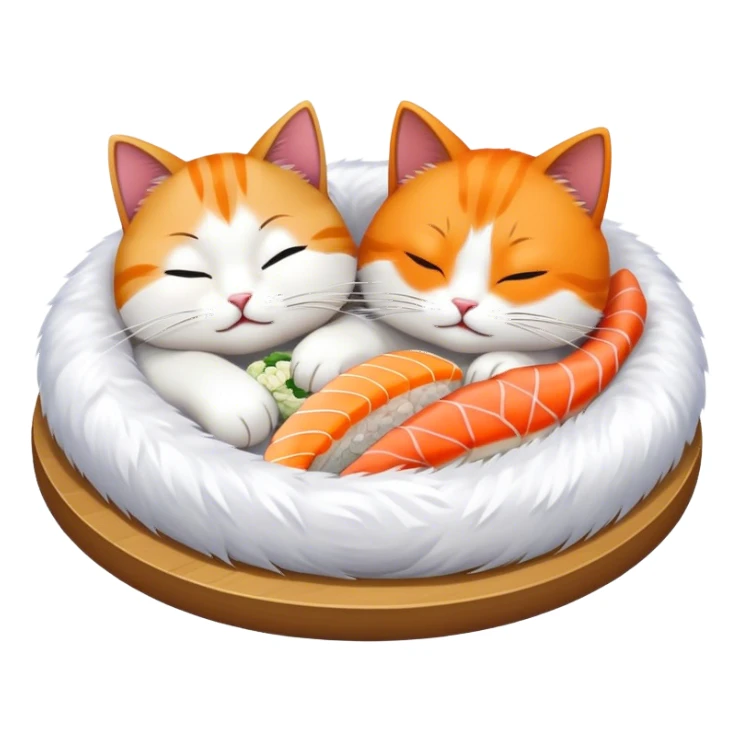 two cats sleeping eating sushi sticker