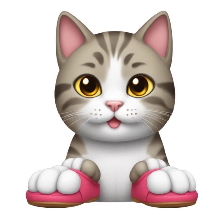 Cat with slippers sticker