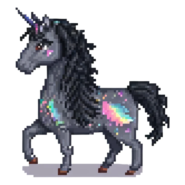 единорог черный лошадь, no background sticker