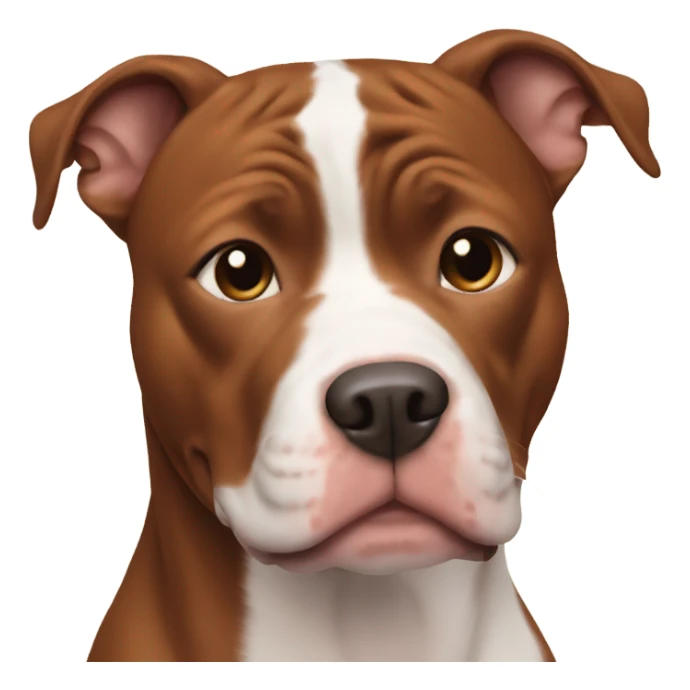 Red brown pitbull with white face sticker