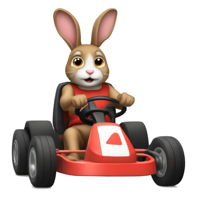 rabit drving a kart sticker