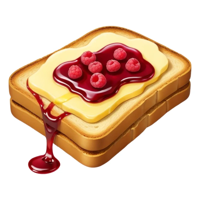 a slice of bread with butter and raspberry jam sticker