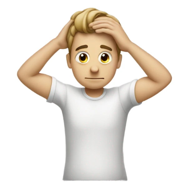 white person scratching their head with hands sticker