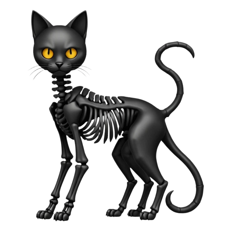 Shiny edgy gothic evil Cat skeleton (full body) sticker