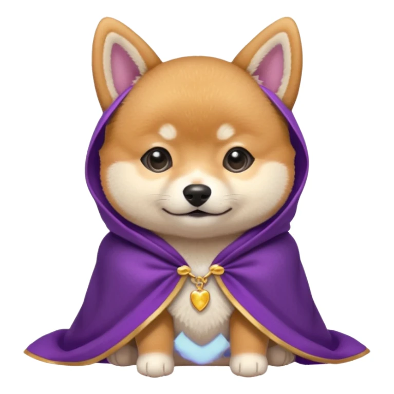 baby shiba dog, in magic purple cloak sticker