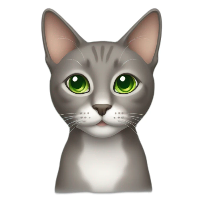 gray brown cat with green eyes  sticker